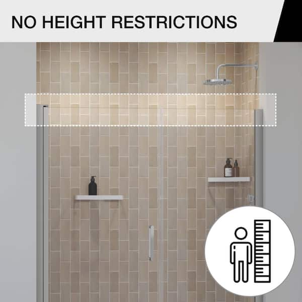 Manhattan 57 in. to 59 in. W in. x 68 in. H Pivot Frameless Shower Door with Clear Glass in Brushed Nickel