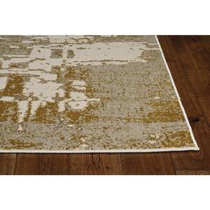 Clara Ivory/Gold 5 ft. x 8 ft. Ombre Industrial Area Rug