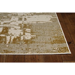 Clara Ivory/Gold 8 ft. x 10 ft. Ombre Industrial Area Rug