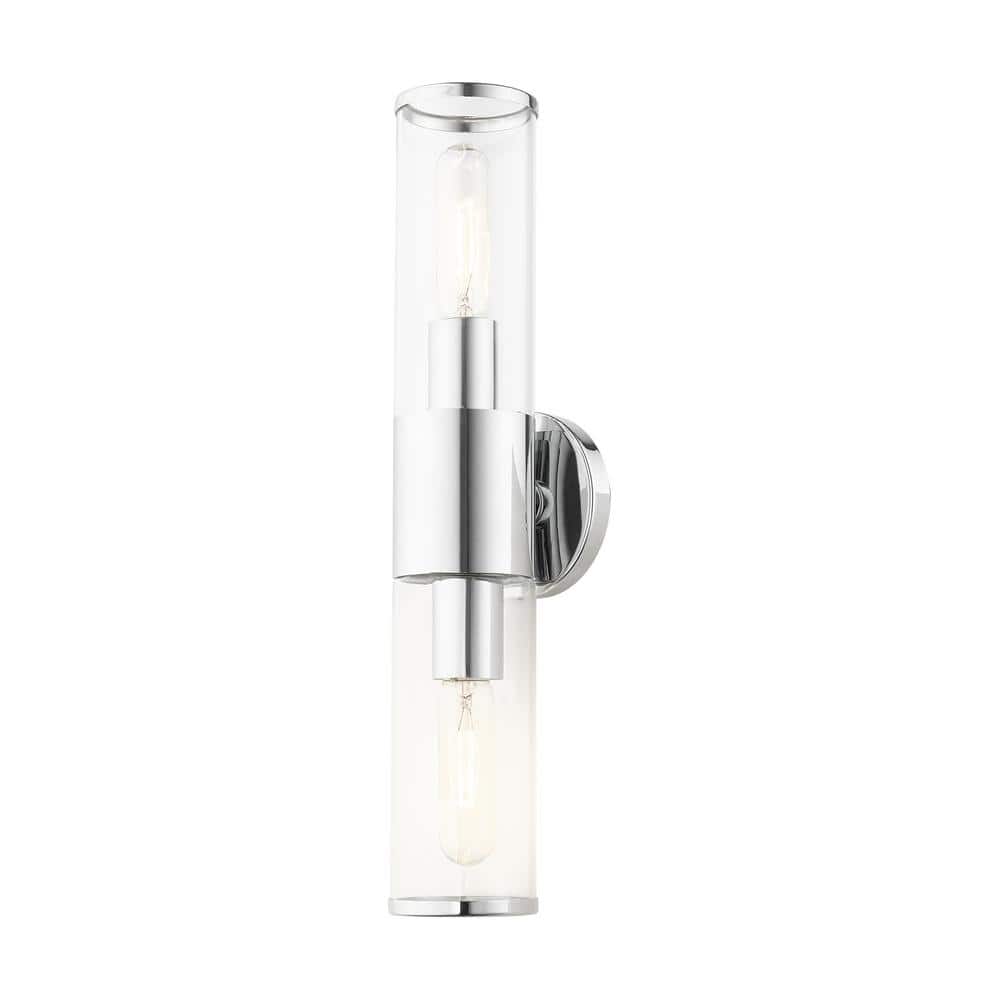 Bancroft 2-Light Vanity in Polished Chrome with Clear Glass