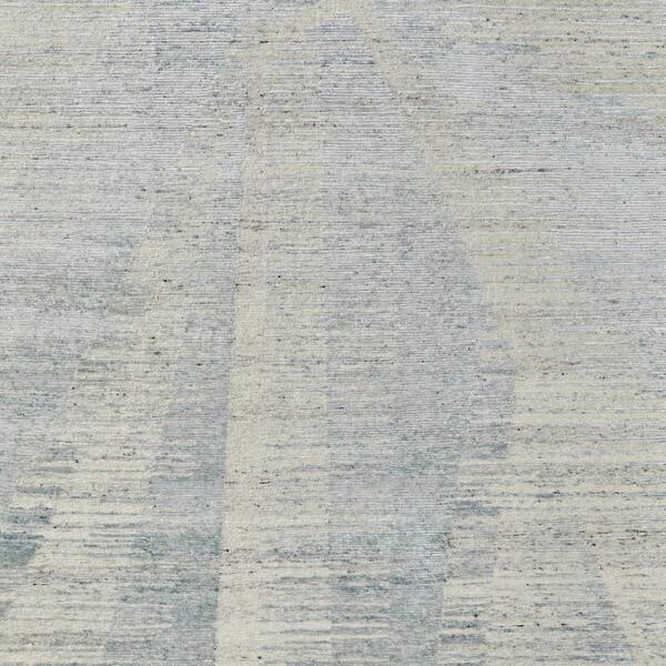 2 ft. x 3 ft. Blue Ivory And Silver Abstract Hand Knotted Distressed Area Rug