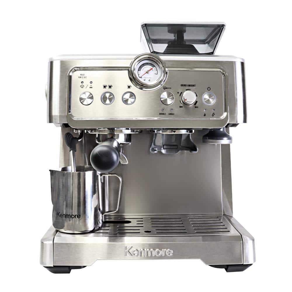 Elite 77 Cups , Silver & Stainless steel Espresso Machine With Grinder & Milk Frother