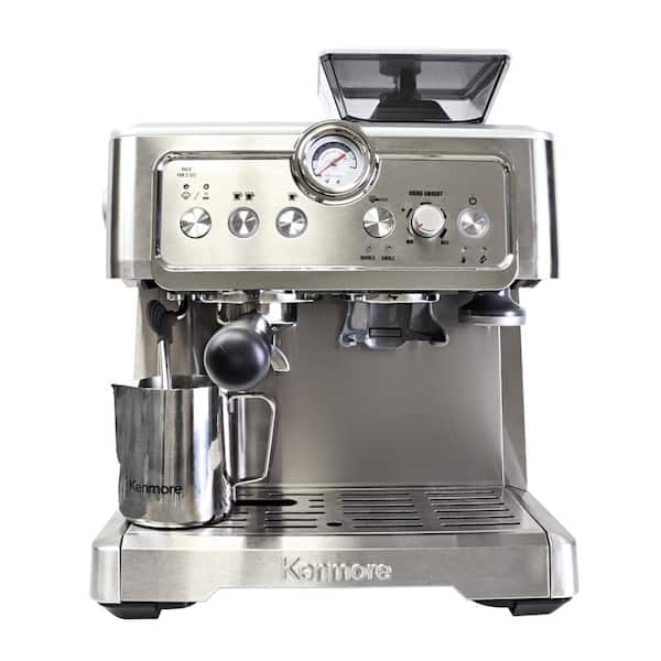 KENMORE Elite 77 Cups , Silver & Stainless steel Espresso Machine With Grinder & Milk Frother