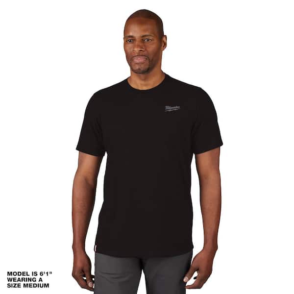 Milwaukee Men's 2X-Large Black Cotton/Polyester Short-Sleeve Hybrid Work T- Shirt 603B-2X - The Home Depot