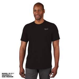 Men's Large Black Cotton/Polyester Short-Sleeve Hybrid Work T-Shirt