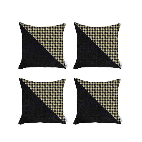 MIKE & Co. NEW YORK Bohemian Handmade Jacquard Yellow and Black Square  Houndstooth 18 in. x 18 in. Throw Pillow (Set of 4) 50-SET4-947-04-3 - The  Home Depot