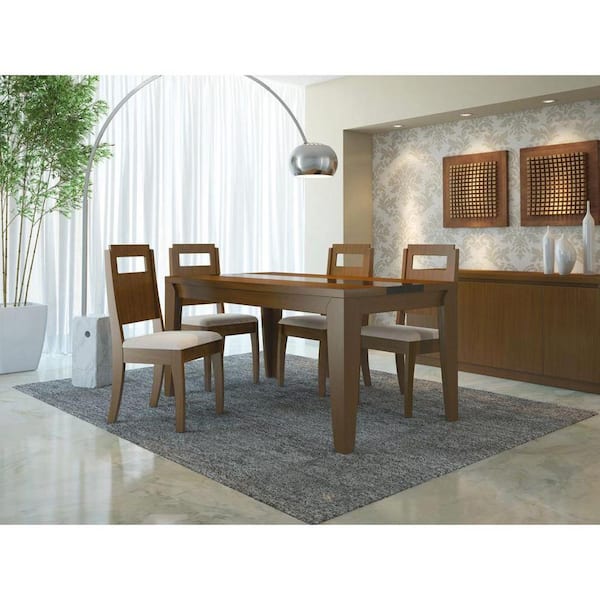 Manhattan Comfort Trimble Nut Brown and Black Gloss Dining Table
