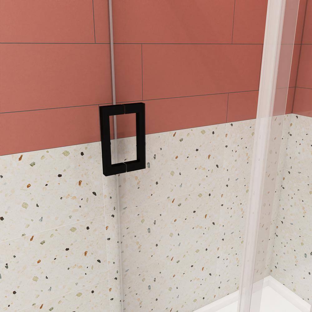 72'' Matte Black Frameless Sliding Shower Door with Clear Glass