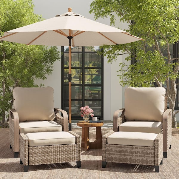 2-Person 4 Pieces Outdoor Conversation Set with Ottomans