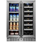 Signature 24 in. 64-Can and 20-Bottle French Door Stainless Steel Dual Zone Built-In Beverage and Wine Cooler