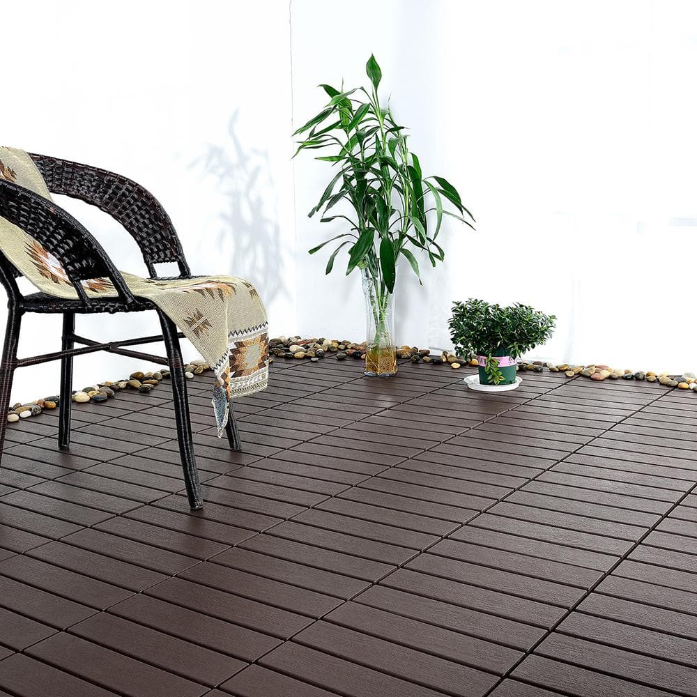 0.98 ft. W x 0.98 ft. L Plastic Interlocking Deck Tiles