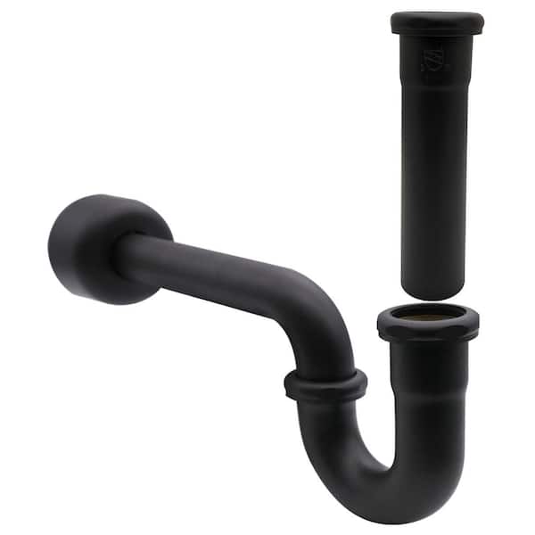 1-1/2 in. Brass Bathroom Sink P-Trap with 8 in. Slip Joint Extension Tube in Matte Black