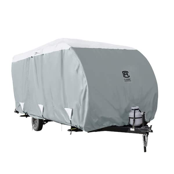 Classic Accessories OverDrive PolyPRO3 230 in. L x 105 in. W x 93 in. H Deluxe Sloped Travel Trailer Cover in Grey/Snow White