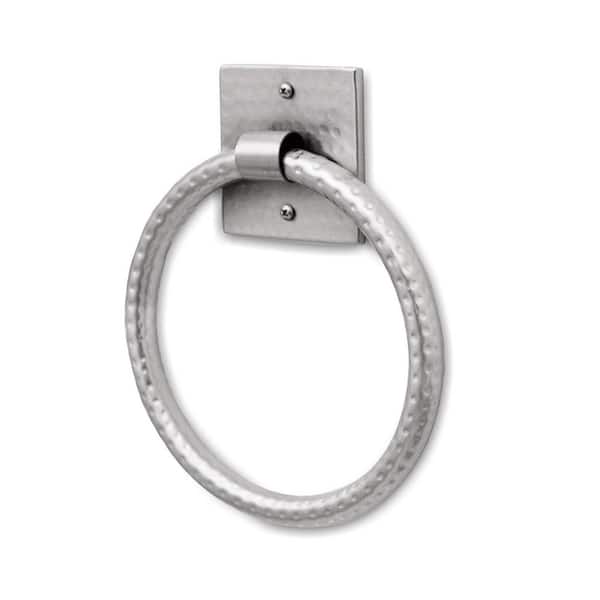 Monarch Abode Monarch Hand Hammered Metal Towel Ring Brushed Nickel