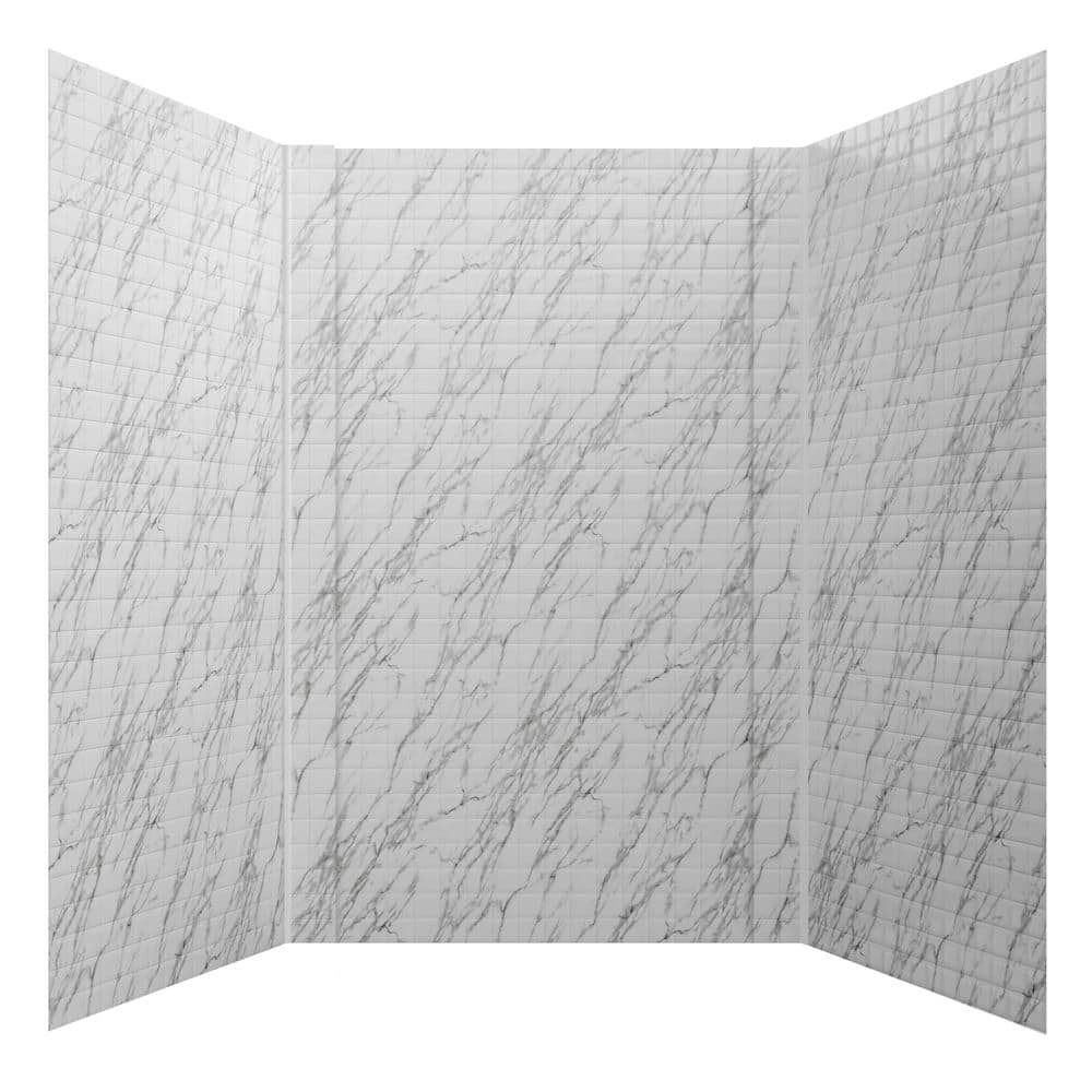 Aloha 60 in. W x 96 in. H x 42 in. D Three piece Glue-Up PVC Tub Surrounds Wall Panels in Marble price history on PriceWatchPro