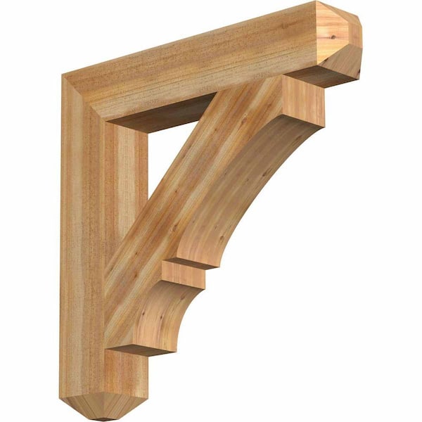 Ekena Millwork 6 in. x 34 in. x 34 in. Western Red Cedar Balboa Craftsman Rough Sawn Bracket