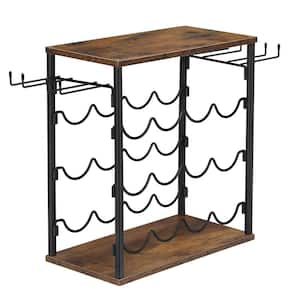 3 Tier Freestanding Countertop Wine Rack, Holds 12 bottles and 4 Glasses