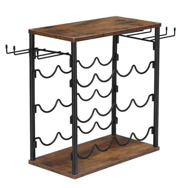 Oumilen 3 Tier Freestanding Countertop Wine Rack, Holds 12 bottles and 4 Glasses