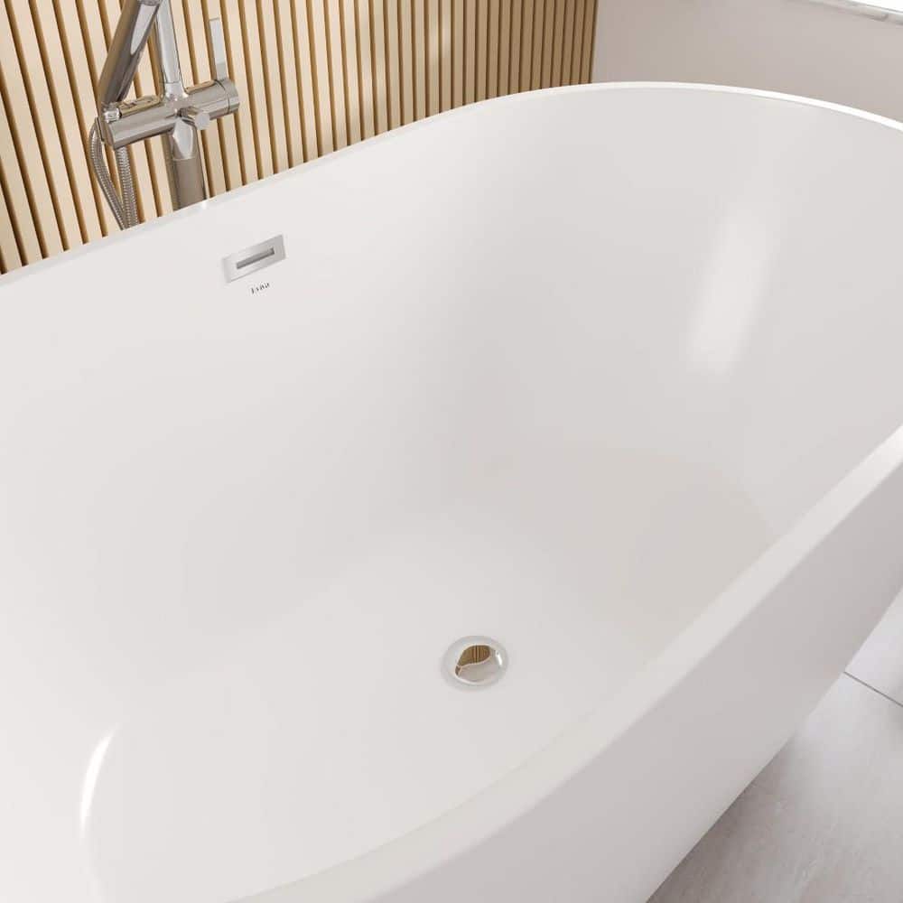 Opal Glossy White Acrylic Oval Freestanding Bathtub 55"