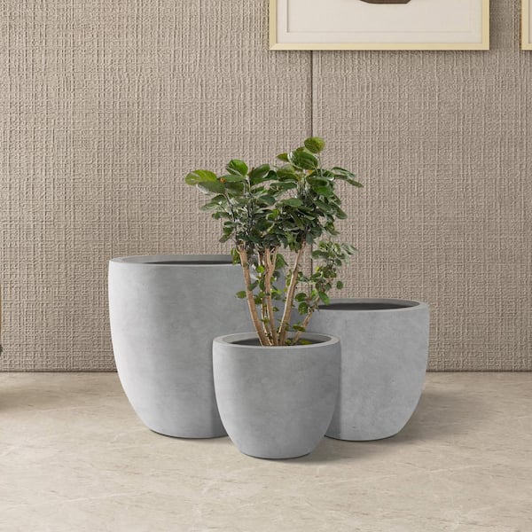 KANTE 20 in. W Round Lightweight Pure White Concrete Metal Planter Pots,  Seamless with Drainage Hole for Home and Garden RC0049C-C80011 - The Home  Depot