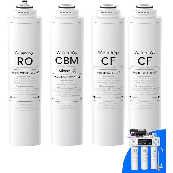 WD-T3-RCMO Replacement Filter, Pack of 1RO, 2CF and 1CBM Filter, Replacement for WD-T3-M Tankless RO Water System