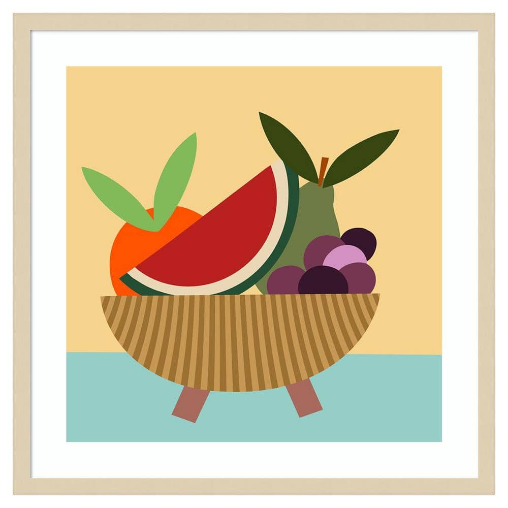 Svelte Natural Framed Graphic Fruit Bowl V Print, 25"
