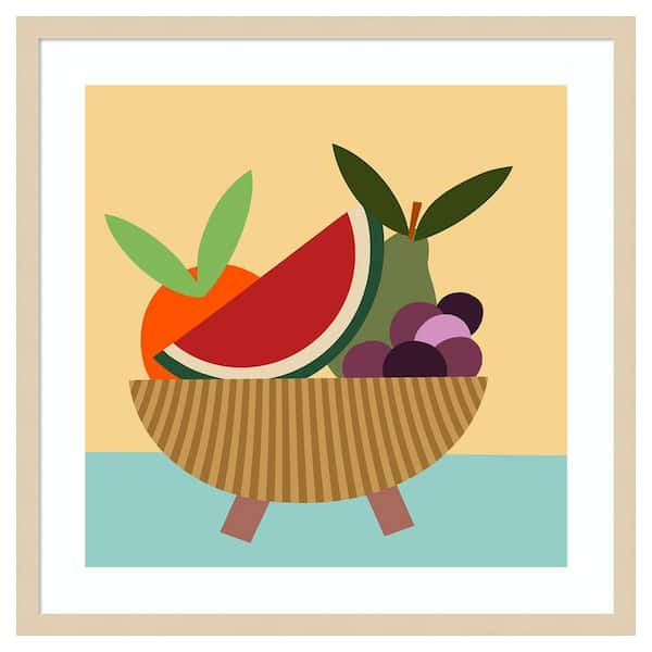 Amanti Art Graphic Fruit Bowl V by Regina Morre 25 in. W x 25 in. H. Wood Framed Wall Art Print Framed in Brown