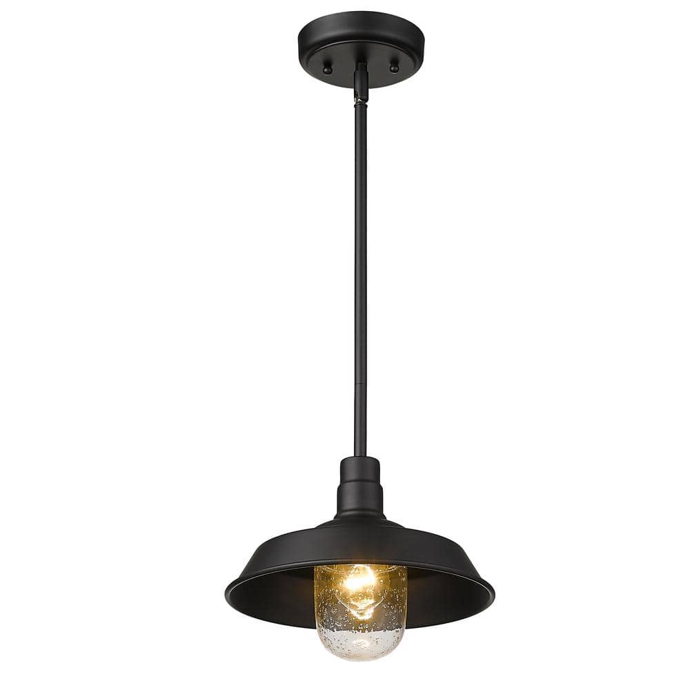 Burry Matte Black 8" Outdoor Convertible Pendant with Clear Glass