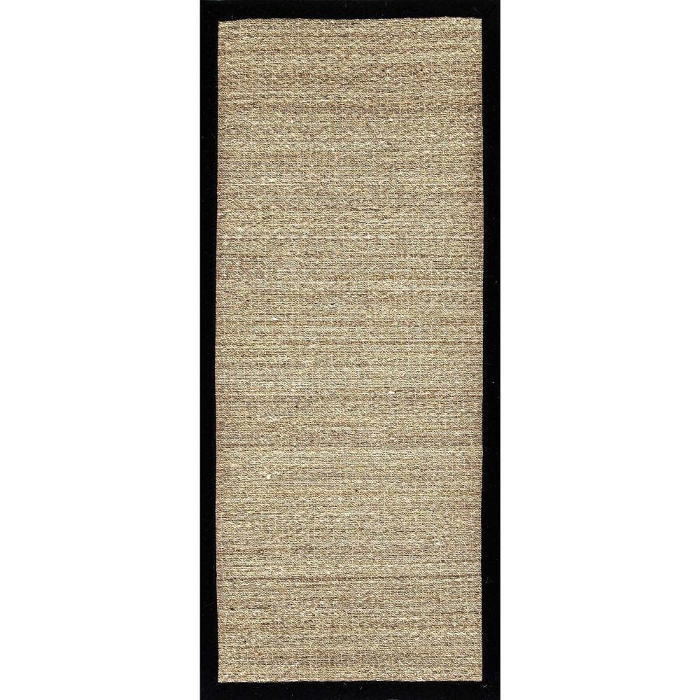 Handmade Black Cotton Reversible Runner Rug, 31" x 7"