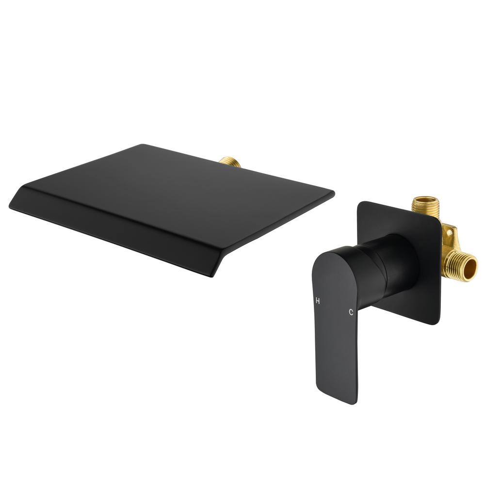 Single Handle Bathroom Faucet, Wall Mounted High Flow Waterfall Bathtub Faucet Tub Spout for Bathroom in Matte Black price history on PriceWatchPro