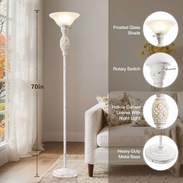 NatySwan 70 in. Black Torchiere Floor Lamp Victorian Style