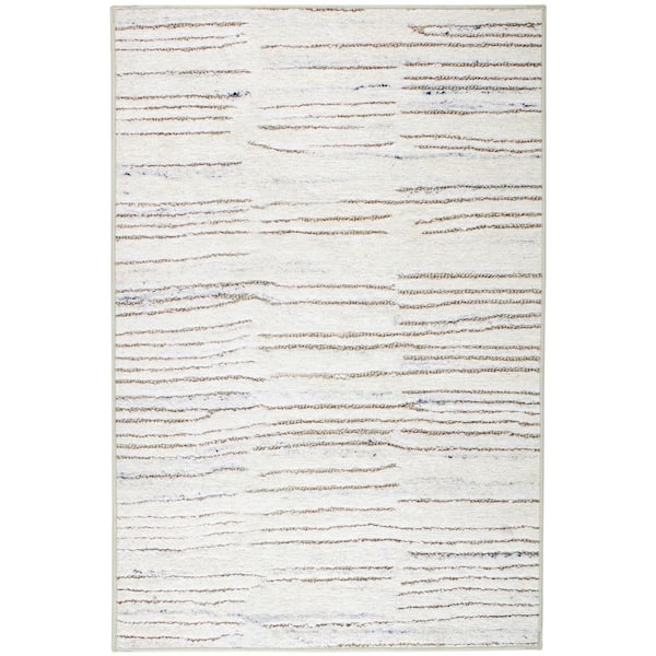 Avery Machine Washable Oatmeal 6 ft. x 9 ft. Indoor Area Rug