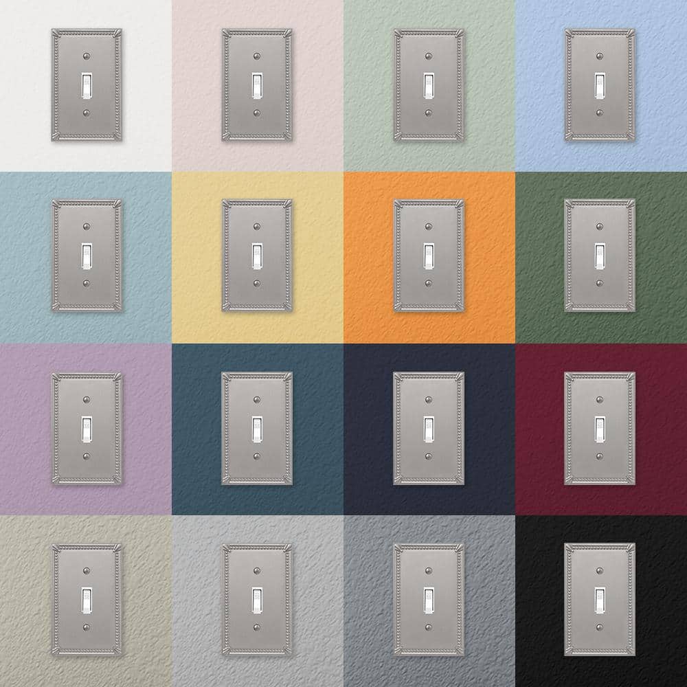 Amerelle Brushed Nickel 2-Gang Metal Decorator Wall Plate