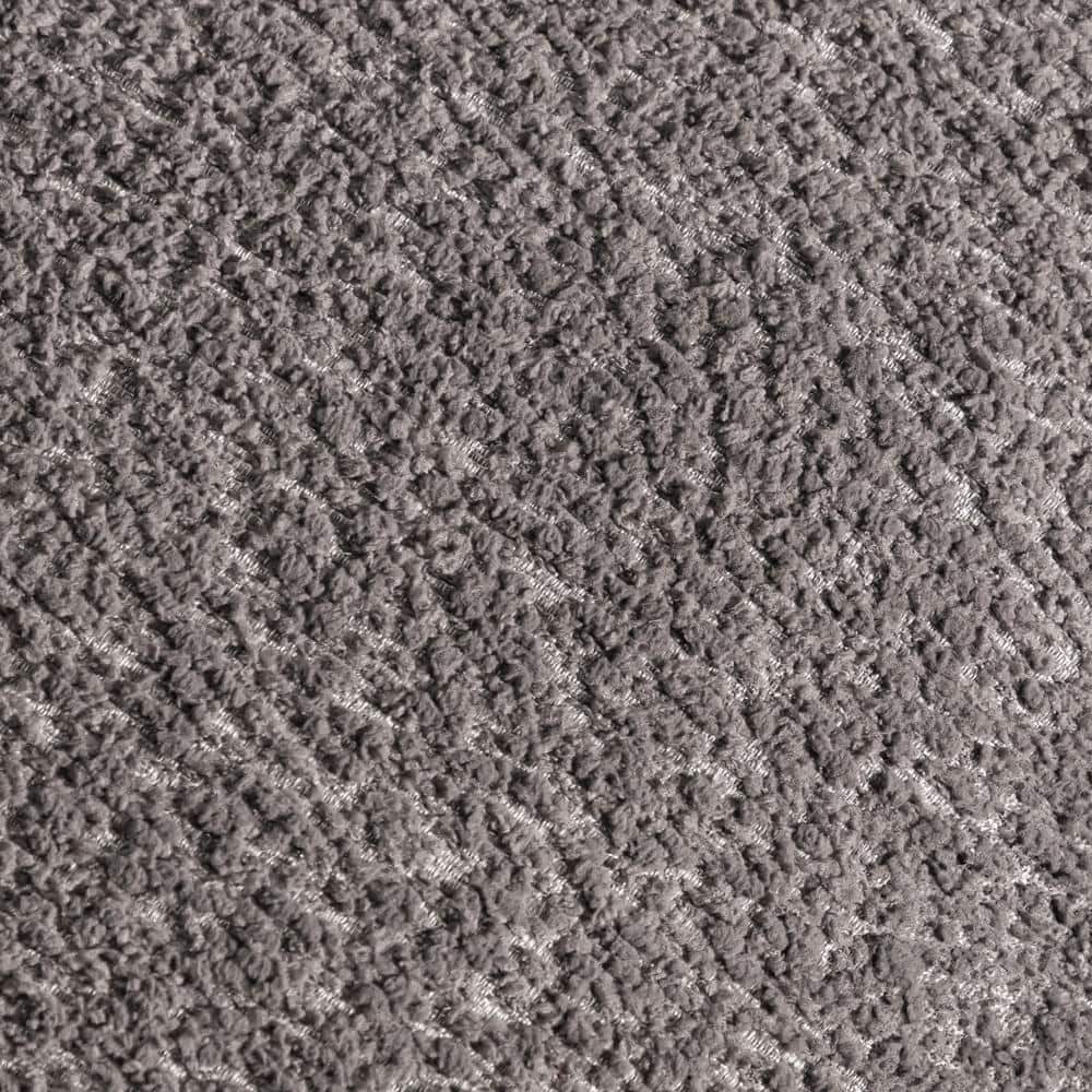 Charcoal Gray Boucle Fabric Curved Loveseat with Wooden Legs