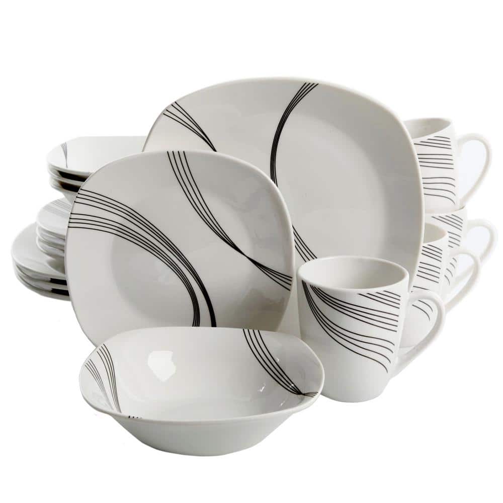 Gibson Home Curvation 16-Piece Casual White Ceramic Dinnerware Set (Service  for 4) 98599949M - The Home Depot