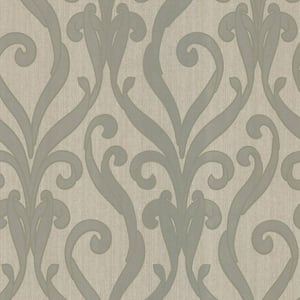 Medusa Olive Swirl Modern Damask Strippable Wallpaper Covers 56.4 sq. ft.