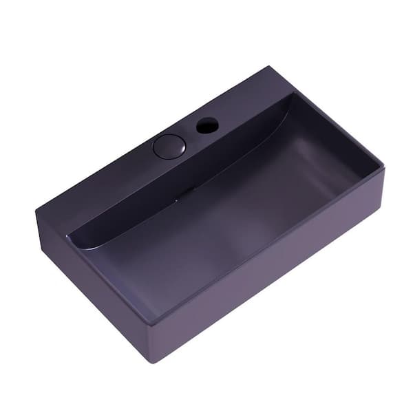 23.62 in. Drop in. Rectangular Ceramic Bathroom Sink in Purple with Drainer Control Button