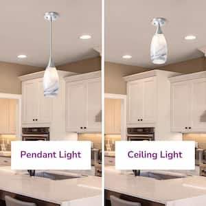 60-Watt 1 Light Smoke-Gray Adjustable Rods Medium Pendant Light with Hand Blown Glass Shade for Kitchen, Island