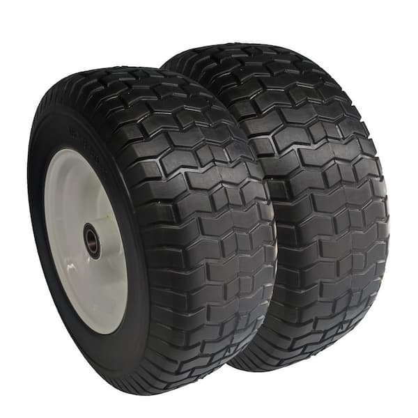 Ogracwheel Lawn/Garden Tire 16 in. x 6.50 in. 8-Mounted on 8 in. Wheel w/ (1.0 I.D.) Bushings and 3 in. Offset Hub (2-Pack)
