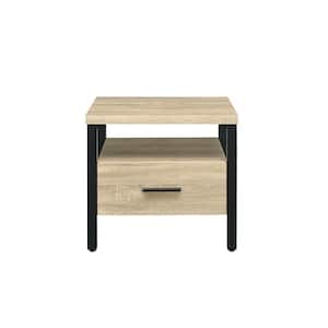 16 in. Yawan Accent Table in Oak and Black