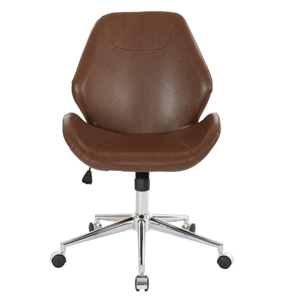 Chatsworth Swivel Executive Office Chair in Saddle Brown Faux Leather