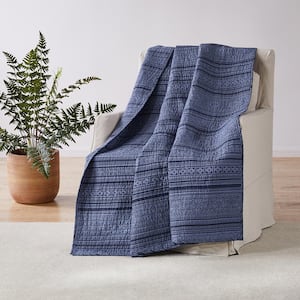 Tolteca Blue Geometric Quilted Cotton Throw Blanket