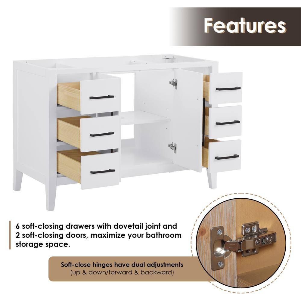 Laurel 47.2" White Fir Wood Single Bathroom Vanity Base