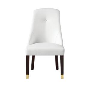 Cora White/Gold PU Leather Metal Tip Leg Dining Chair (Set of 2)