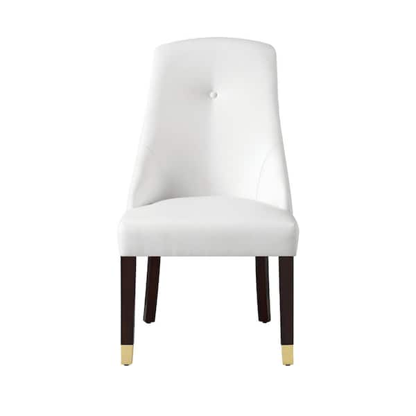 Inspired Home Cora White/Gold PU Leather Metal Tip Leg Dining Chair (Set of 2)