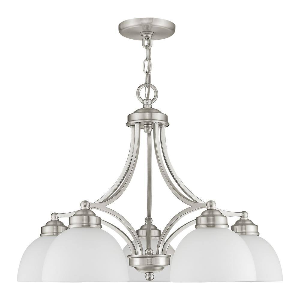Somerset Elegance 5-Light Chandelier in Brushed Nickel with Satin Glass
