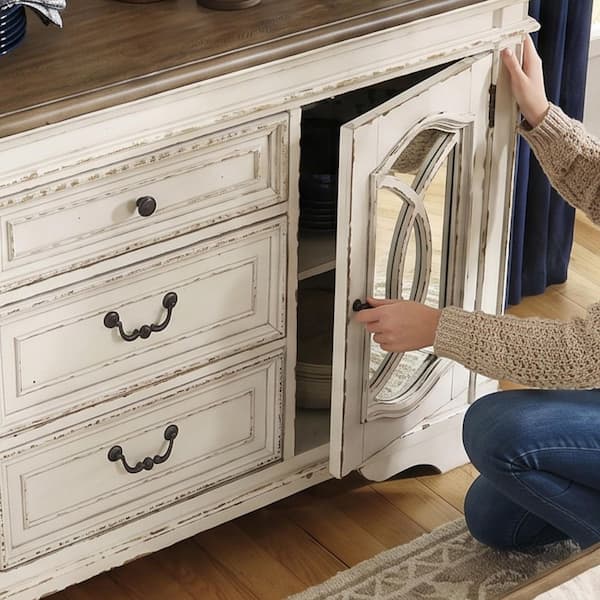 Signature DESIGN BY ASHLEY Realyn Vintage Antiqued White/Brown MDF