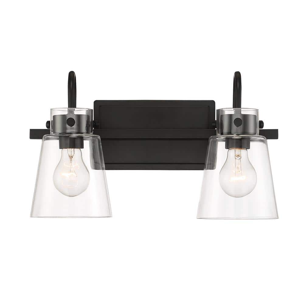 Designers Fountain Inwood 16 in. 2-Light Matte Black Modern Industrial ...