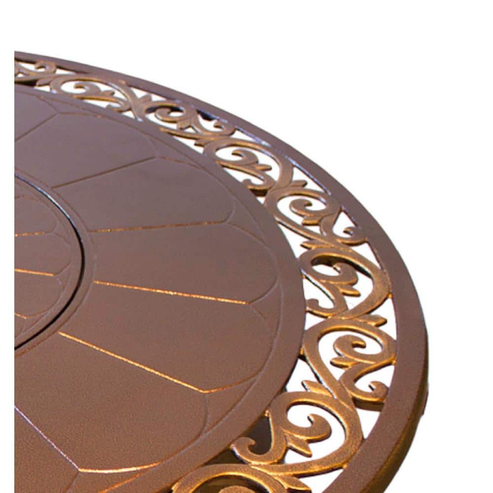 Round Hammered Bronze Cast Aluminum Gas Fire Pit Table