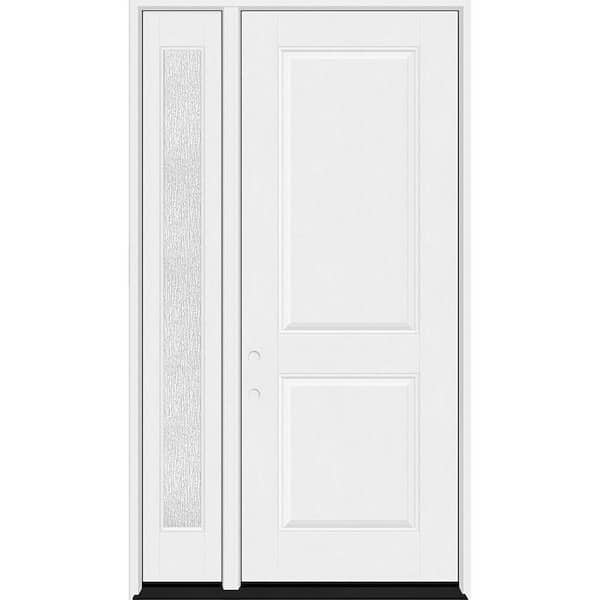 Steves & Sons Regency 51 in. x 96 in. 6 Panel RHIS Unfinished White Mahogany Fiberglass Prehung Front Door with Rain 12 in. SL 4-9/16